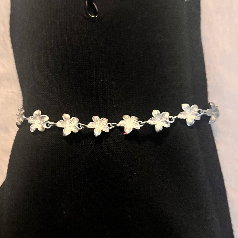 Sale Heavy Sterling .925 Flower Bracelet